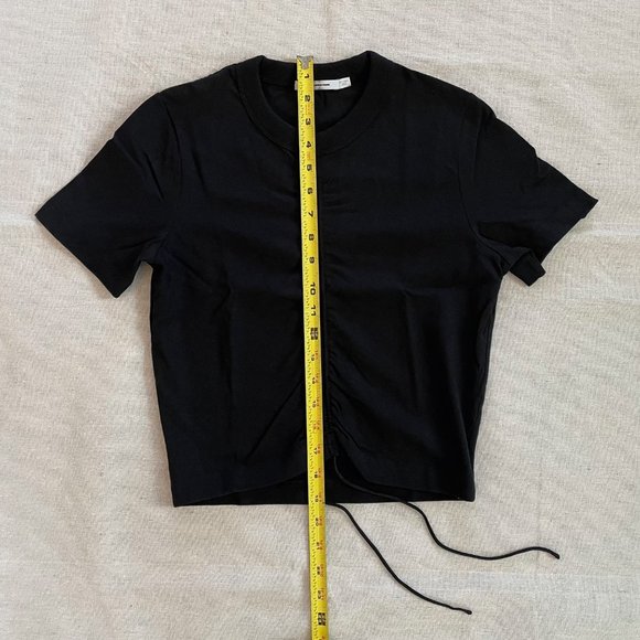 T by Alexander Wang, Short Sleeve Crop T-Shirt w/ Silk Ties , Black, XS - Picture 4 of 6